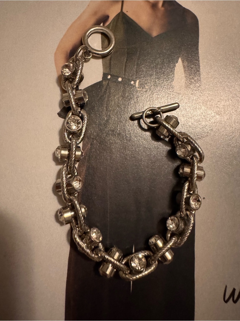 Banana Republic Silver-Tone Crystal Rope Bracelet